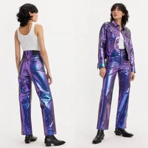 New Levi's Premium Candy Coated Ribcage Straight Ankle Jeans in Purple size 28